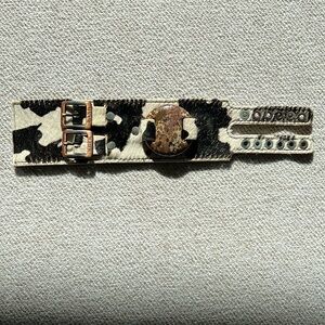 Vintage cow print calf hair cowhide and gemstone bracelet